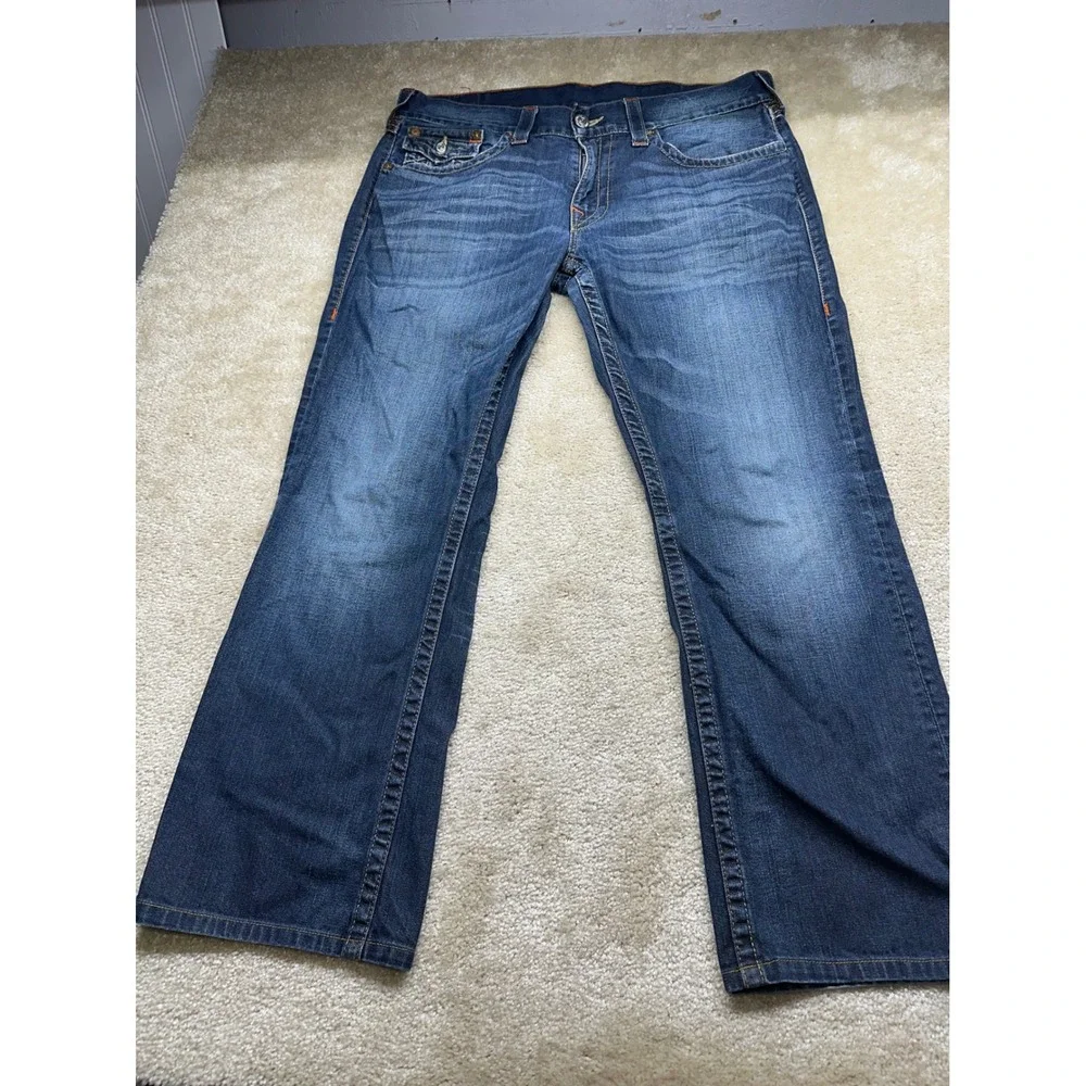 True Religion Section Straight Mens Jeans Blue Medium Wash Denim Size 36 Mexico